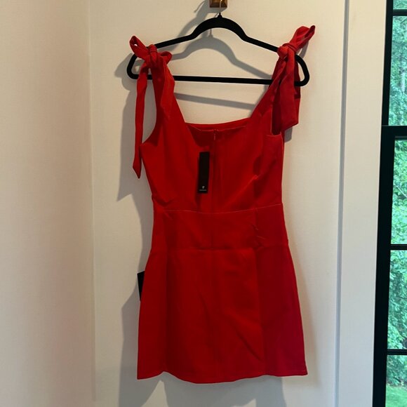 Red Tie-Strap Mini Dress - Picture 3 of 3